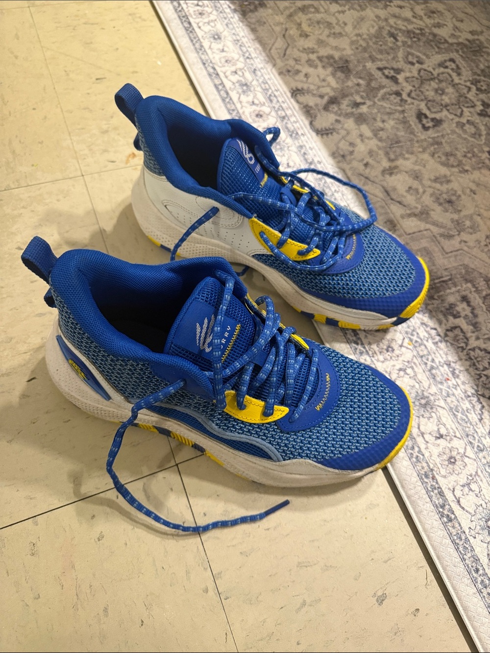 Under Armour Blue and Yellow Kids Athletic Sneakers - Cushion Support